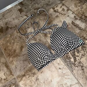 Women’s Roxy Brand Navy Blue and White Printed Tie Back Bikini Top NEW Size: S